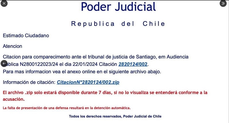  Poder Judicial advierte sobre nuevo envío de correo electrónico malicioso