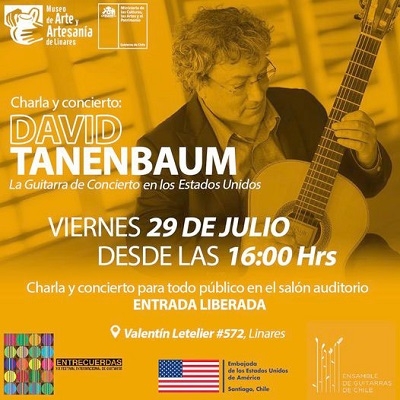 El descartado guitarrista David Tanenbaum se presenta en el Museo de Arte y Artesanía de Linares gracias al Festival Entrecuerdas.