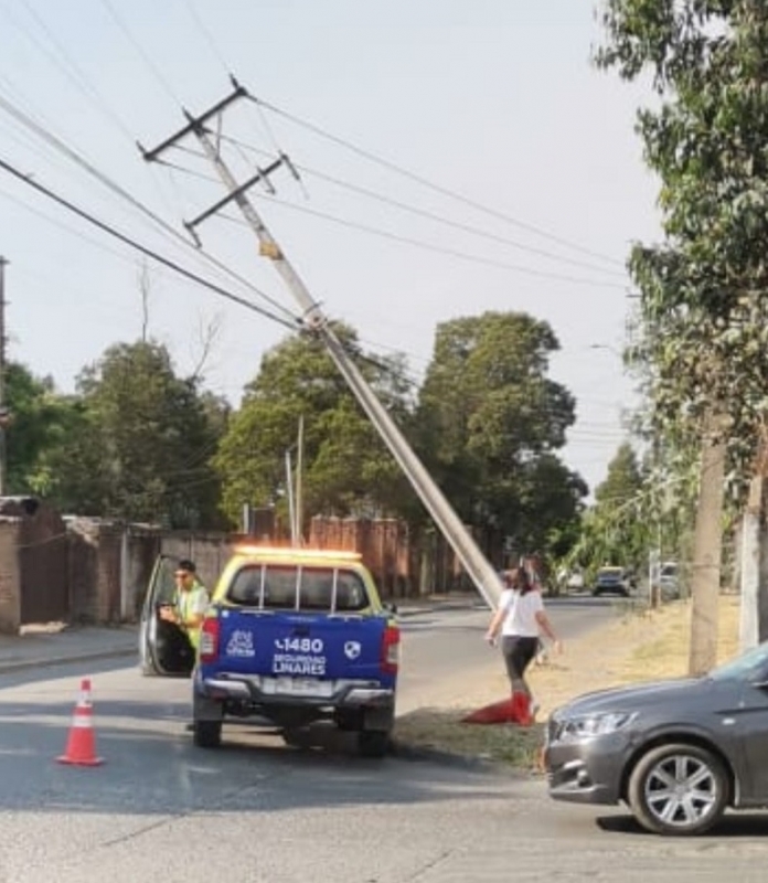 Problemas con poste de tendido eléctrico en avenida El Bosque