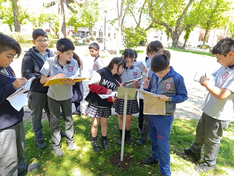 Estudiantes del Colegio Margot Loyola realizan salida pedagógica a  Plaza de Armas de Linares 