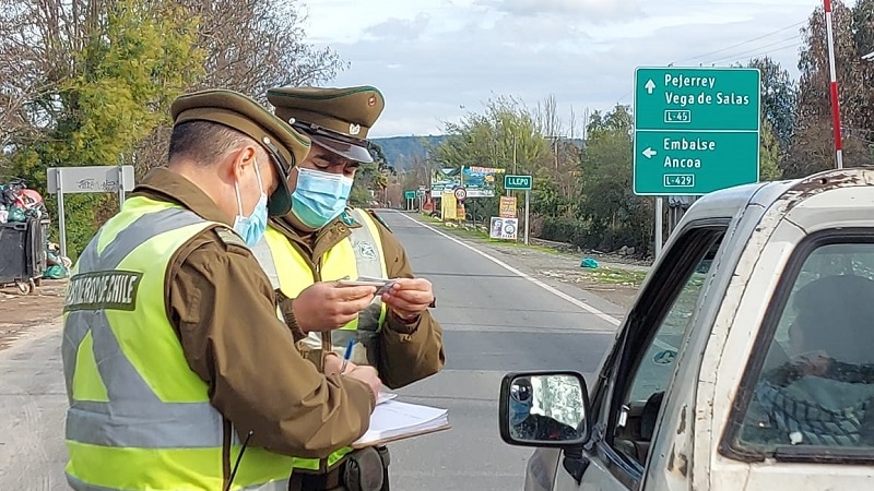 Linares: Carabineros fiscalizó rutas cordilleranas que permanecieron cerradas durante el fin de semana