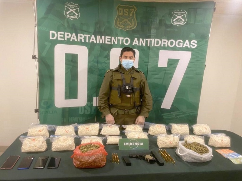 OS7 Maule logró la detención de dos antisociales que transportaban droga, armas y municiones