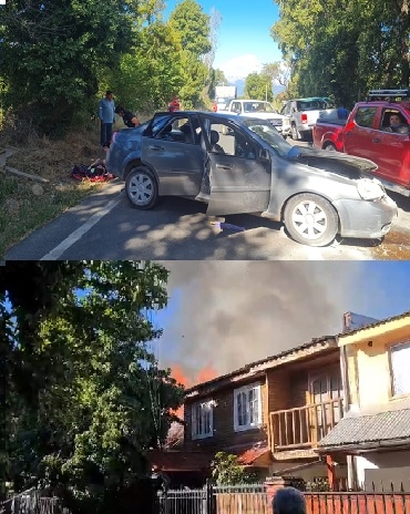 LINARES: COLISIÓN E INCENDIO MOVILIZARON A BOMBEROS.