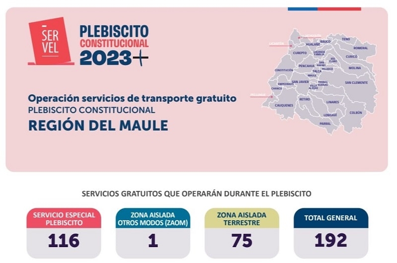 Gobierno Maulino dispone de 192 servicios de transporte gratuito para el plebiscito de este domingo