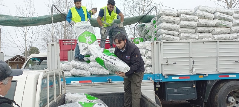 Usuarios INDAP del área Parral afectados por la emergencia por temporal recibieron alimentación animal para su ganado 