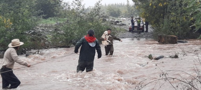 En Molina: Carabineros participó en el rescate de dos personas y sus mascotas Las intensas precipitaciones incrementaron repentinamente el caudal del río Lontué