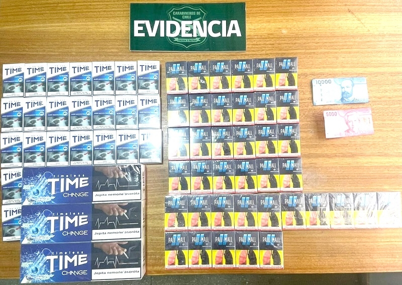 Colbún: Carabineros detuvo a dos sujetos por contrabando de cigarrillos