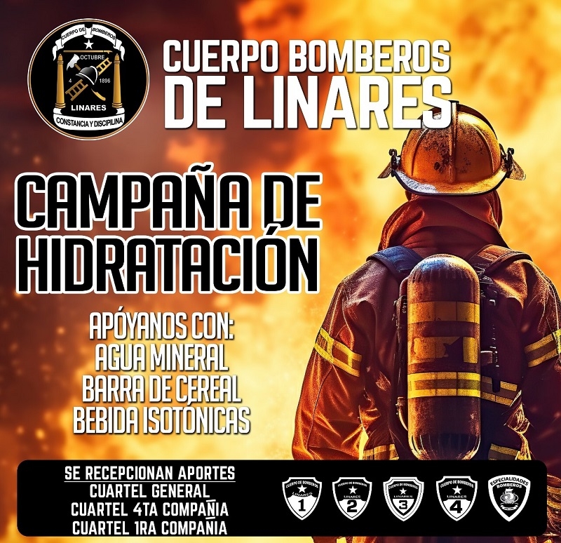 Linares: Bomberos reitera apoyo de la comunidad para Campaña de Hidratación para sus voluntarios