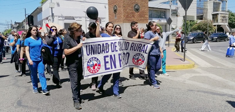 Paro de Atención Primaria: AFUSAM Linares realizó marcha por el centro de Linares