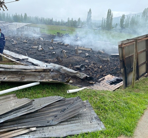 Linaes: incendio destruyó planta avícola en sector Vega Ancoa